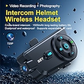 abordables Accessoires pour motos et VTT-Casque de moto Q27 avec système Bluetooth intégré, caméra HD 720p, intercom sans fil et enregistreur vidéo. &amp;Caméra embarquée pour moto avec capture photo, étanchéité IP56 et audio HD