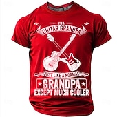  Men's I'm A Guitar Grandpa Just Like A Normal Grandpa Except Much Cooler Crossed Guitars Vintage Distressed Retro T Shirt Tee Graphic Regular Fit Fathers Day Gift Designer Clothing Apparel S M L XL XX