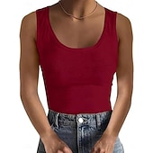  Dames T-shirt Effen Modieus Stijlvol Klassiek Mouwloos U-hals Normale tops Dagelijks Uitgaan Weekend blauw Zwart Wit Wijn Groen Zomer Lente