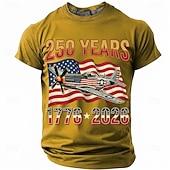  250周年 7月4日 2026年 メンズ 250年 1776-2026 P-51マスタング 戦闘機 グラフィック Tシャツ 短袖 クルーネック 愛国的 USA フラッグ 航空兵 材料 デザイナー衣料 アパレル