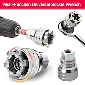 זול מפתח ברגים &amp; סטים-סט כלי מפתח ברגים אוניברסלי מתכוונן, שקע תחזוקה אוניברסלי רב תכליתי 10 מ"מ-19 מ"מ עבור מחגר בעל הנעה 3/8 אינץ', מפתח מומנט &amp;מקדחה חשמלית 2 סטים