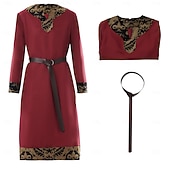 economico Capispalla-Medievale Rinascimento Elegante Tunica Cavaliere Vichingo Costume Per uomo Fantasia Reale Halloween Carnevale Mascherata Fiera Rinascimentale Festa a tema retrò Adulti Cappotto Cintura