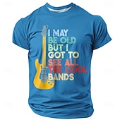  Maglietta da uomo "Potrei essere vecchio, ma ho visto tutte le band più cool" con grafica vintage e chitarra, vestibilità regolare, stile retrò, rock, regalo, abbigliamento firmato, taglie S, M, L,