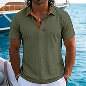 ieftine Polo clasic pentru bărbați-Bărbați Texturat Tricou polo din tricot Waffle Casual Afaceri Clasic Manșon scurt Modă Modern Culoare solidă Texturat Uscare rapidă Bloc de Culoare Vară Primăvară Fit regulat Negru Alb Bleumarin