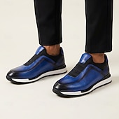 voordelige Premium lederen sneakers-Witte leren instapsneakers voor heren met zwarte accenten, lichtgewicht lage casual schoenen, ademend comfort voor dagelijks gebruik, wandelen en weekenduitjes.