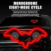 cheap Landscape Lights-Car Solar Vacuum Suction Cup Neon Bat-Shaped Decorative Running Lights, Wire-Free, Type-C Rechargeable, 8 Modes, Ambient LED Car Interior &amp; Exterior, Party, Halloween, Vehicle Decoration