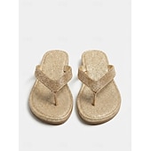 Χαμηλού Κόστους Σανδάλια Slide-γυναικεία πέδιλα σαγιονάρας με γκλίτερ ασημί με στολίδια από στρας - λαμπερά καλοκαιρινά ρούχα παραλίας για πάρτι και ειδικές περιστάσεις