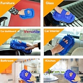 economico Accessori lavaggio auto-Confezione da 8 guanti in microfibra per autolavaggio - spugna in ciniglia a doppia faccia 2 in 1 con cinturino da polso, tampone assorbente antigraffio per auto, camion e camper, strumento