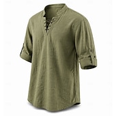  Médiéval Renaissance Chemise Pirate Viking Déguisement Homme Viking Pirate Halloween Carnaval Performance LARP Foire de la Renaissance Adulte Chemise Printemps & Été