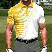 economico Polo da golf da uomo-Per uomo Geometrico Golf Polo Sportivi Manica Corta Magliette polo Camicie con Colletto Casual Athleisure Stampa 3D Bottoni Estate Primavera Blu Giallo Viola