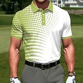 economico Polo da golf da uomo-Per uomo Geometrico Golf Polo Sportivi Manica Corta Magliette polo Camicie con Colletto Casual Athleisure Stampa 3D Bottoni Estate Primavera Blu Giallo Viola