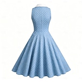 お買い得  ドレス-1950年代風 レトリ／ヴィンテージ ロカビリー 正午 ドレス ノー・スリーブ 水玉 仮装 女性用 マスカレード パーティー カジュアル／普段着 成人 ドレス 春夏
