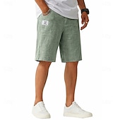  Per uomo Shorts Shorts di Lino Pantaloncini Estivi Pantaloncini casual Coulisse Elastico in vita Semplice Leggero Traspirante Lunghezza al ginocchio Quotidiano All'aperto Ferie Vacanza Moda Blu Nero