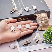 economico Articoli per la casa-100 mollette di legno a forma di cuore, perfette per lavori creativi, esposizioni di foto, bomboniere, decorazioni fai da te, piccole mollette per scrapbooking &amp;progetti artistici