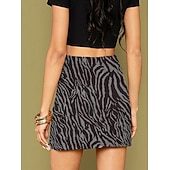 abordables Graphic Skirts-Women's Faux Suede Skirt Fashion Casual Mini High Waist Skirts Leopard Print Split Ends Stretchy Daily Street Leopard Black Yellow Light Brown Spring