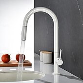 Недорогие Смесители для кухни-Кухонный смеситель с выдвижным распылителем, однорычажный смеситель с высоким изливом для мойки, прочная латунная конструкция, двухфункциональная распылительная головка, простая установка.