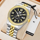 abordables Montres à quartz-Montre homme de luxe, cadran noir nid d'abeille, mouvement quartz bicolore or et argent en acier inoxydable, lunette cannelée, montre habillée avec date, bijou élégant à offrir.