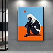 Недорогие Картины с людьми-большая абстрактная картина, оригинальная минималистичная картина, абстрактное искусство, картина с изображением чернокожих женщин, синяя абстрактная картина, большая картина с диваном на стену.