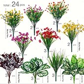 levne Umělé rostliny a zeleň-24 ks umělých rostlin zimozeleň, stonky, UV odolné umělé rostliny do interiéru &amp;venkovní, závěsná zeleň do zahrady, na verandu, do okenního truhlíku, na dům, na svatbu &amp;dekorace farmářského domu