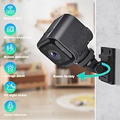 お買い得  屋内IPネットワークカメラ-ミニセキュリティカメラ Wi-Fi、1080p HD ワイヤレスベビーシッターカメラ、ナイトビジョン、動体検知アラート、回転式ブラケット付きポータブルペットモニター、屋内ホームオフィス監視用、ブラック