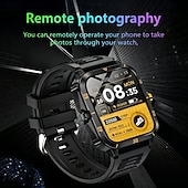 voordelige Smartwatches-Rugged Smart Watch, Military Tactical Fitness Tracker with Heart Rate Monitor &amp; SpO2, Waterproof Sport Smartwatch for Men Women, Compatible with iPhone Android, Ideal Birthday Gift