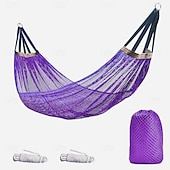 voordelige Patio-decoratie-Hangmat voor buiten met ijsnet en gebogen stang, anti-kantelontwerp voor veilige en comfortabele ontspanning, perfect voor kamperen, reizen, loungen in de achtertuin en buitenavonturen, duurzaam en