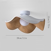 abordables Plafonniers encastrés et semi-encastrés-Plafonnier moderne et épuré en forme de feuille de lotus, vis G9, en fer imitation noyer, idéal pour une chambre, une chambre d'enfant, un couloir, un salon ou un balcon.