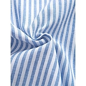 abordables Clásico-Hombre Camisa Camisa de lino Camisa de verano Camisa de playa Tiras verticales Casual Diario Azul Piscina Rosa Manga Corta Collar mandarín Verano Primavera Ropa