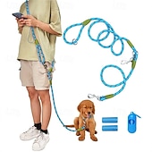 economico Accessori da viaggio-Set di guinzagli per cani a mani libere, guinzaglio a doppio uso vita/schiena con sezione regolabile, resistente, adatto per due cani, in nylon riflettente, robusto, guinzaglio da trekking elastico