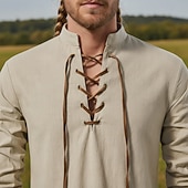  Médiéval Renaissance Chemise Manches longues Pirate Viking Déguisement Homme Halloween Carnaval Performance LARP Foire de la Renaissance Adulte Chemise