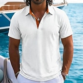 ieftine Polo clasic pentru bărbați-Bărbați Texturat Tricou polo din tricot Waffle Casual Afaceri Clasic Manșon scurt Modă Modern Culoare solidă Texturat Uscare rapidă Bloc de Culoare Vară Primăvară Fit regulat Negru Alb Bleumarin