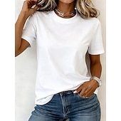  Γυναικείο T-Shirt 100% Βαμβάκι Βασικό Κλασικό Μοντέρνο Κοντό Μανίκι Στρόγγυλη Λαιμόκοψη Κανονικές Μπλούζες Καθημερινές Έξοδος Μαύρο/Κόκκινο Λευκό+Ρόζ Λευκό/Μαύρο Πράσινο/Μπλε Λευκό+Πορτοκαλί