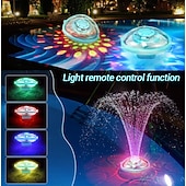 Недорогие Подводное освещение-Перезаряжаемый фонтан для бассейна с подсветкой, плавающий фонтан для надземного бассейна, насос для фонтана с якорем, модернизированный плавающий насос для фонтана в бассейне или пруду.