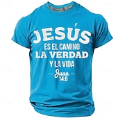  Camiseta Gráfica de Hombre Biblia Jesús Es El Camino La Verdad y La Vida Juan 14 6 Escritura Bíblica Cristiana Religiosa Camiseta Casual Manga Corta Ropa de Iglesia Ropa de Diseñador