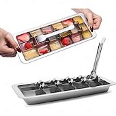 economico Accessori ghiaccio-Vassoio per cubetti di ghiaccio in acciaio inox a 18 scomparti con maniglia per un facile rilascio, vassoio per il ghiaccio rimovibile per la preparazione di cubetti di ghiaccio e alimenti surgelati,