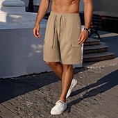 voordelige Vakantie-Voor heren Ladingbroek Cargoshorts Korte broek Casual korte broek Zak Elastische taille Effen Effen kleur Comfort Boven de knie Casual Buiten Streetwear Modieus Streetwear Zwart Marineblauw