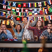 Χαμηλού Κόστους Παγκόσιος Αγώνας Ποδοσφαίρου 2026-48 χώρες με σημαίες από κορδόνι για διακοσμήσεις Παγκοσμίου Κυπέλλου Ποδοσφαίρου 2026, πανό με σημαίες διπλής όψης από ύφασμα με κορδόνι για ποδοσφαιρικό μπαρ, κλαμπ, κήπο, αθλητικό πάρτι, διακόσμηση