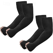 cheap Home Supplies-2 Pairs UV Sun Protection Arm Sleeves with Thumb Hole for Men Women Youth, Cooling Sleeve to Cover Tattoo, Mid-Compression