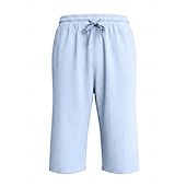 ieftine Vacanţă-Bărbați Pantaloni scurți din in Pantaloni scurți de vară Pantaloni scurți de plajă Cordon Buzunar Talie elastică Culoare solida Confort Respirabil Lungime gambă Casual Zilnic Plajă Vacanță Modă Negru