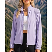 cheap Outdoor Jackets-Women's Windbreaker Softshell Jacket Hiking Jacket Outdoor Sun Protection Quick Dry Lightweight Breathable Hiking Outfits Hiking Clothes Summer Spring Jacket Climbing Camping / Hiking / Caving Solid