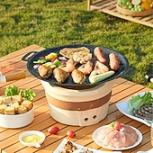 economico Griglie e cucina all'aperto-1/2 pezzi padella e casseruola per barbecue resistenti – conduzione uniforme del calore per bistecche e pancake perfetti, superficie in ghisa facile da pulire, manico appendibile, lavabile in