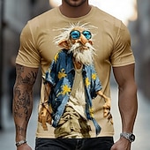 voordelige 3D T-shirts-Voor heren Ombre Oude man T-shirt Korte mouw T-shirt 3D-afdrukken Strakke ronde hals Overhemd Grappig Casual Dagelijks Straat blauw Licht Blauw Groen Zomer Lente Kleding S M L XL 2XL 3XL