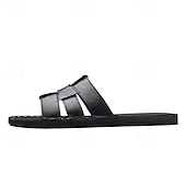 cheap Vacation Sandals-Men's Brown Slide Sandals Open-Toe Casual Summer Slippers Lightweight Comfort Beach Footwear for Vacation, Travel, Resort Wear and Everyday Warm Weather Use