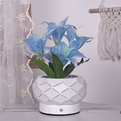 tanie Dekoracyjne światła-Lampka nocna z pustą doniczką w kształcie kwiatka, ładowana przez USB, 3-kolorowa, z funkcją ściemniania dotykowego, doniczka z kwiatkiem, lampa stołowa do sypialni, salonu, jadalni, oświetlenie