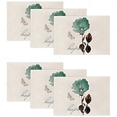 Χαμηλού Κόστους Placemats &amp; Coasters &amp; Trivets-Τραπεζομάντιλο με πεταλούδα ίριδας τεσσάρων εποχών, ορθογώνιο κάλυμμα τραπεζιού από 100% πολυεστέρα, σχέδιο με λουλουδάτο μοτίβο πεταλούδας, πλένεται στο πλυντήριο, ανθεκτικό στη θερμότητα,