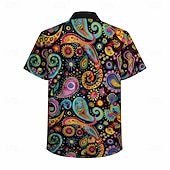  Retrò Vintage Hippie Anni '70 Camicia Maniche corte Hippie Paisley Etnico Costume Per uomo Festival Musicale Feste Abbigliamento quotidiano Adulti Camicia Primavera & Estate