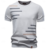 baratos camisetas básicas-Homens Camiseta Camisa de manga curta T-shirt Manga Curta Gola Redonda Verão Primavera Listrado Roupa de rua à moda Moderno Patchwork Casual Diário Ao ar livre Branco Top Tee para Homens