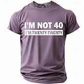  I'm Not 40 I'm Twenty Twenty Men's Funny Sarcastic 40th Birthday Joke Aging Humor T Shirt Graphic Crew Neck Short Sleeve Milestone Celebration Gift Designer Clothing Apparel