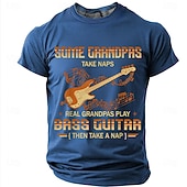  Men's Some Grandpas Take Naps Real Grandpas Play Bass Guitar Then Take A Nap Retro Bassist Vintage Graphic T Shirt Tee Regular Fit Fathers Day Gift Designer Clothing Apparel S M L XL XXL XXXL