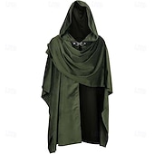 voordelige Accessori e altro-Medieval Renaissance Cape Hooded Viking Ranger Solid Color Fancy Dress Unisex Viking Halloween Carnival Party Performance LARP Adults' Cloak